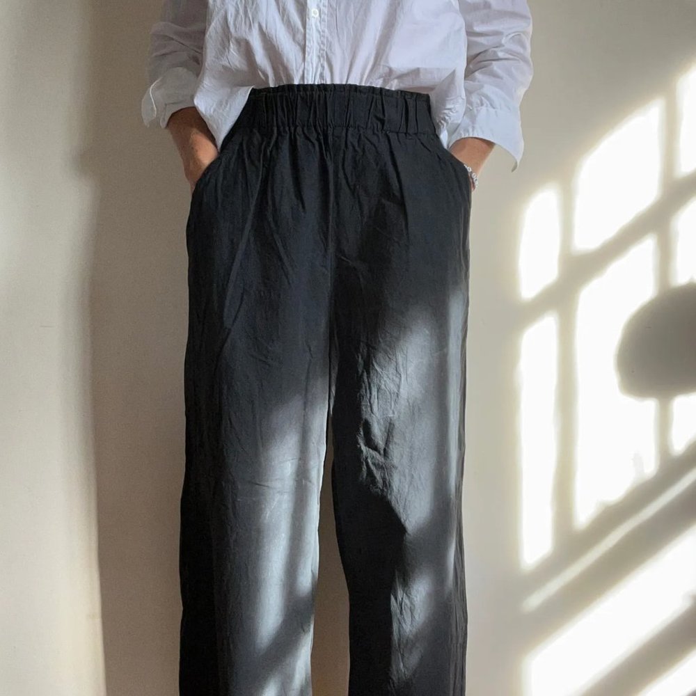 Cotton High-Rise Wide Leg Pants